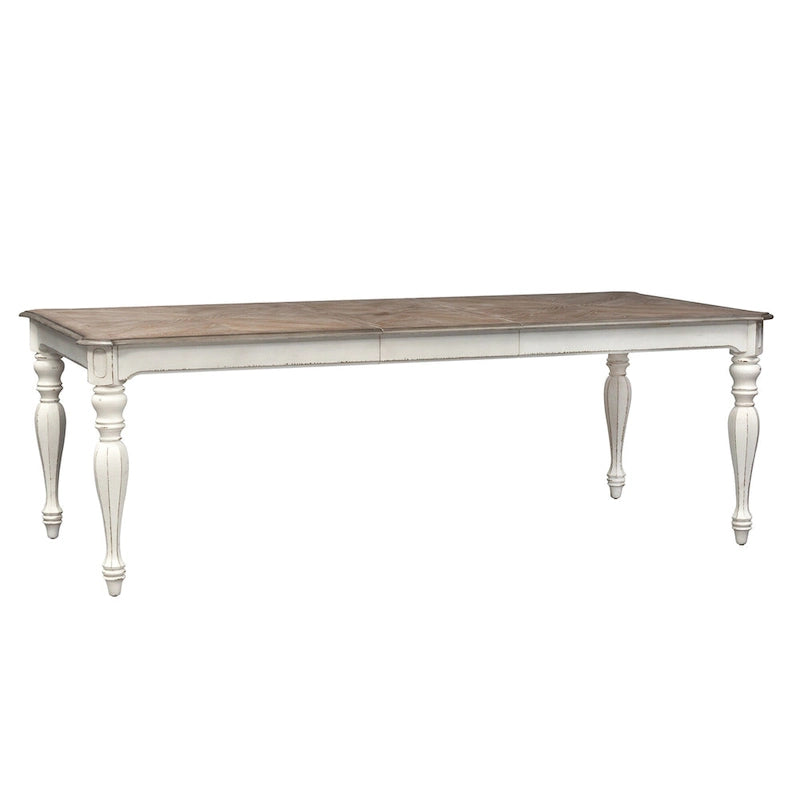 Antique White Weathered Bark 7 Piece Leg Table