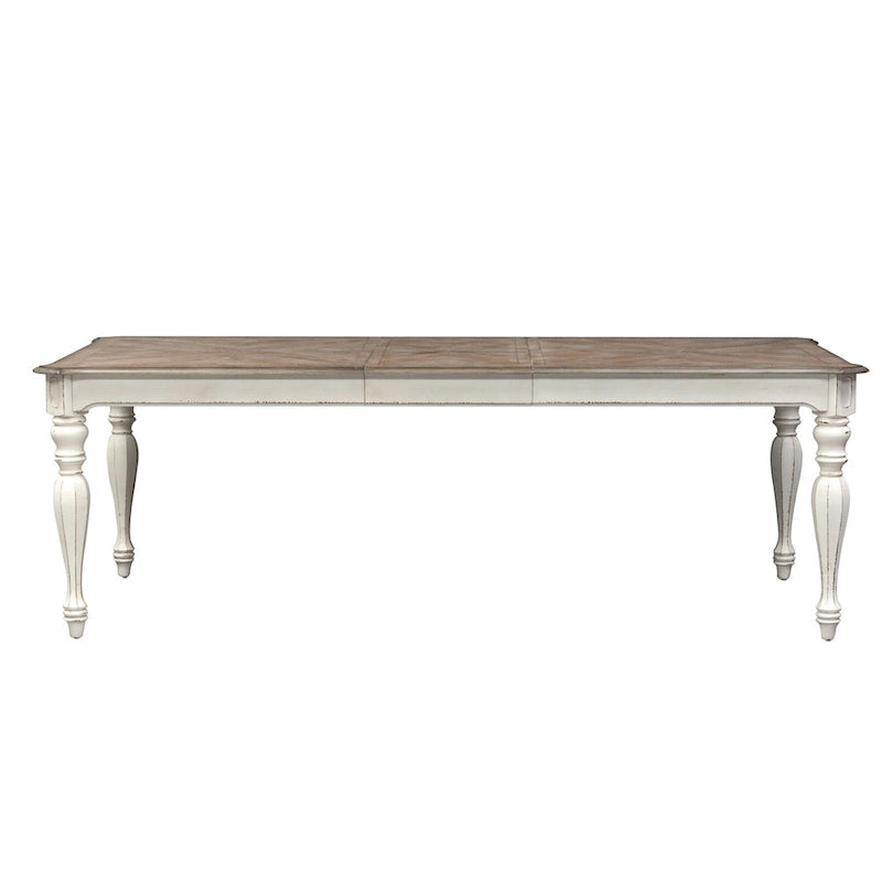 Antique White Weathered Bark 7 Piece Leg Table
