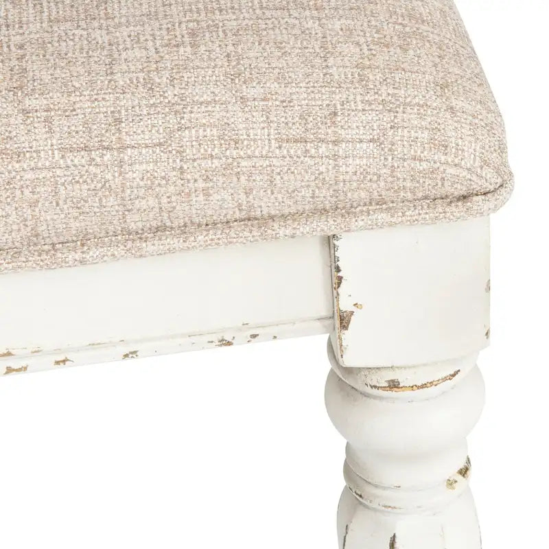 Antique White Weathered Bark 7 Piece Leg Table