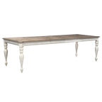 Antique White Weathered Bark 7 Piece Leg Table