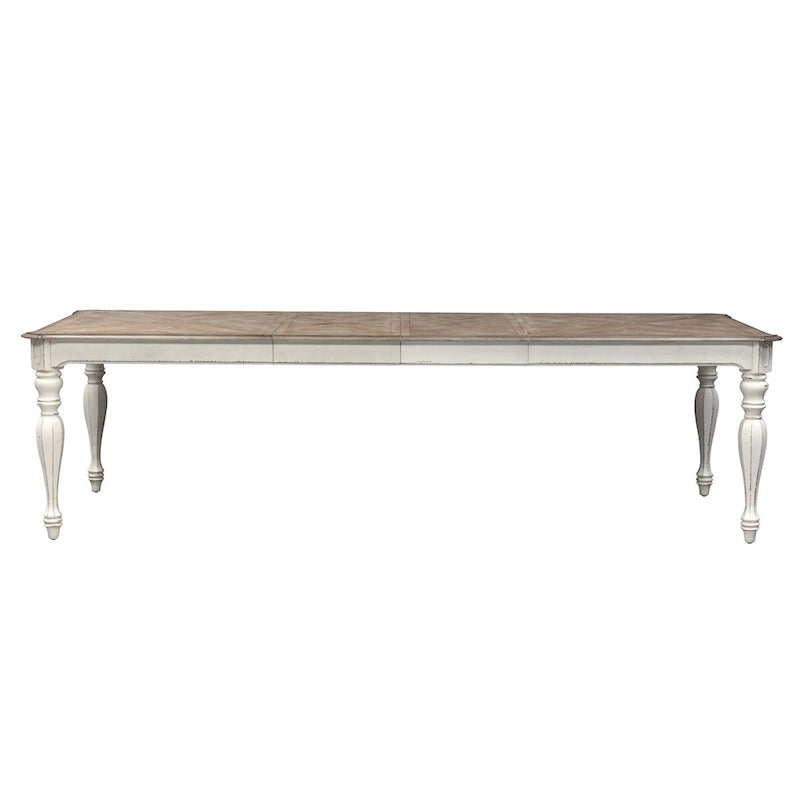 Antique White Weathered Bark 7 Piece Leg Table