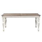 Antique White Weathered Bark 7 Piece Leg Table