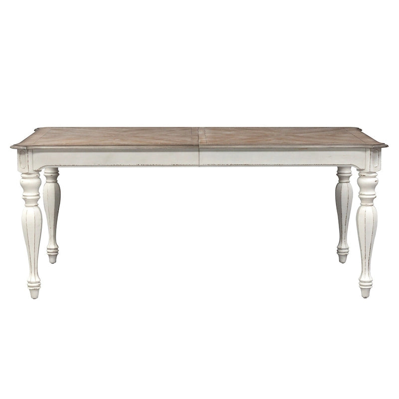 Antique White Weathered Bark 7 Piece Leg Table