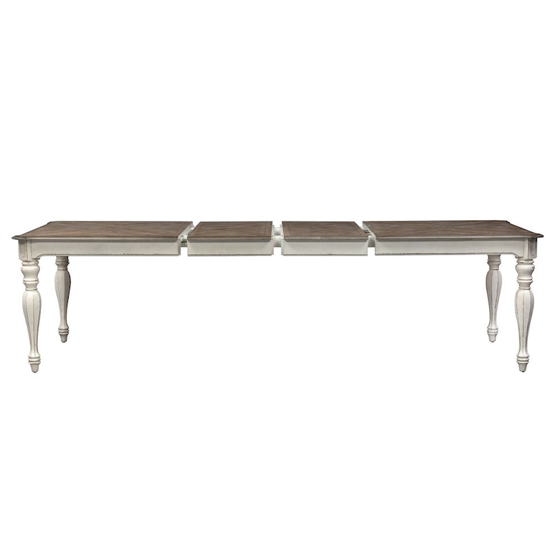 Antique White Weathered Bark 7 Piece Leg Table