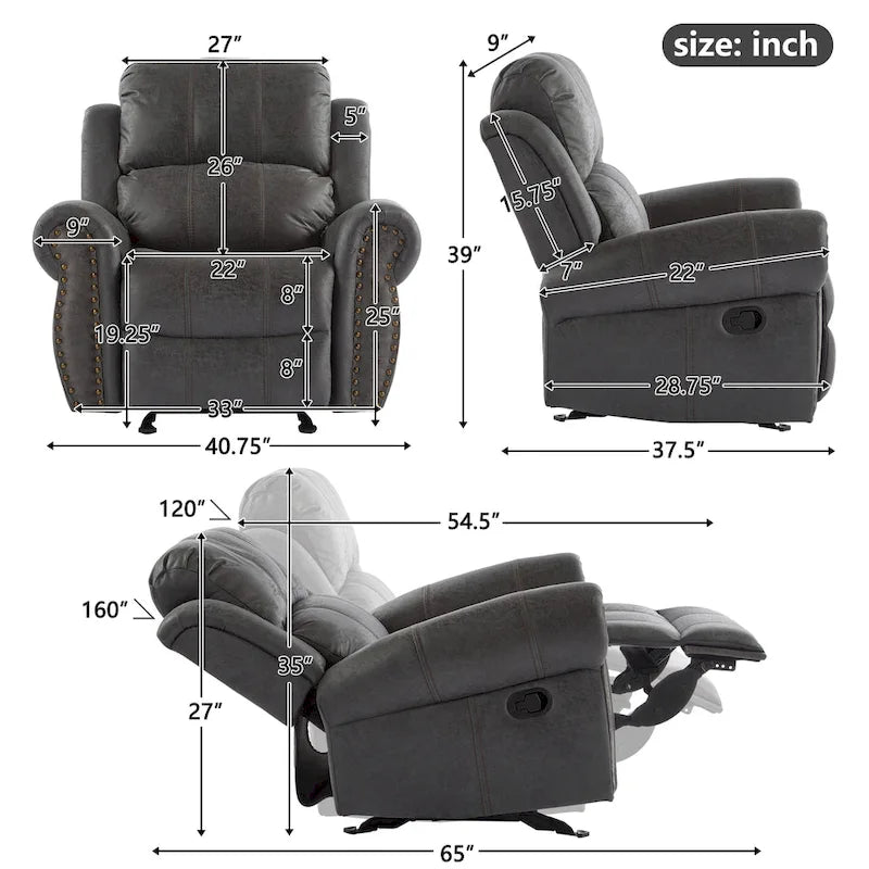 Bonded Leather Glider Recliner