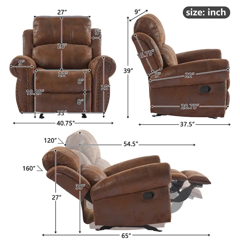 Bonded Leather Glider Recliner