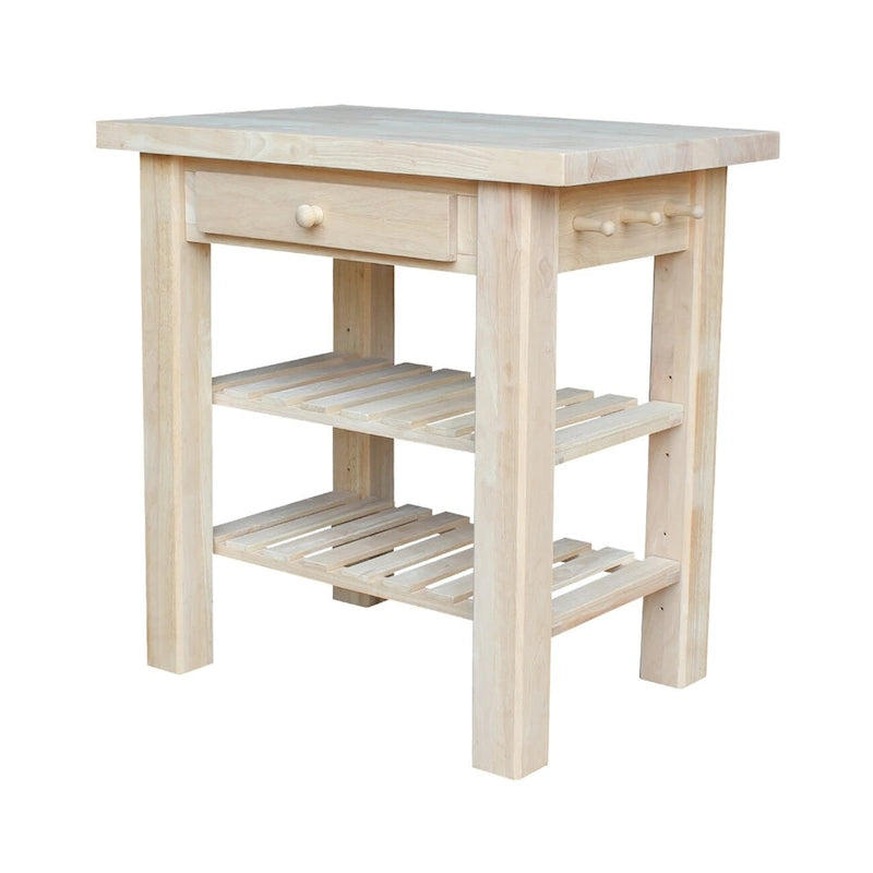 Unfinished Solid Parawood Kitchen Island