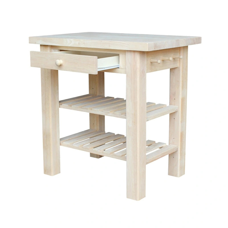 Unfinished Solid Parawood Kitchen Island
