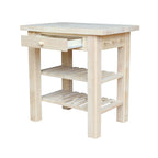 Unfinished Solid Parawood Kitchen Island