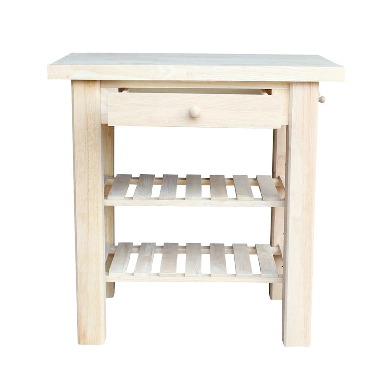 Unfinished Solid Parawood Kitchen Island