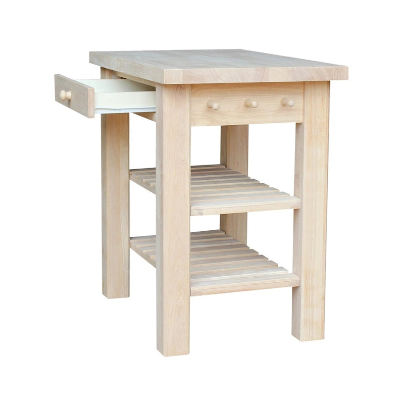 Unfinished Solid Parawood Kitchen Island