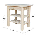 Unfinished Solid Parawood Kitchen Island