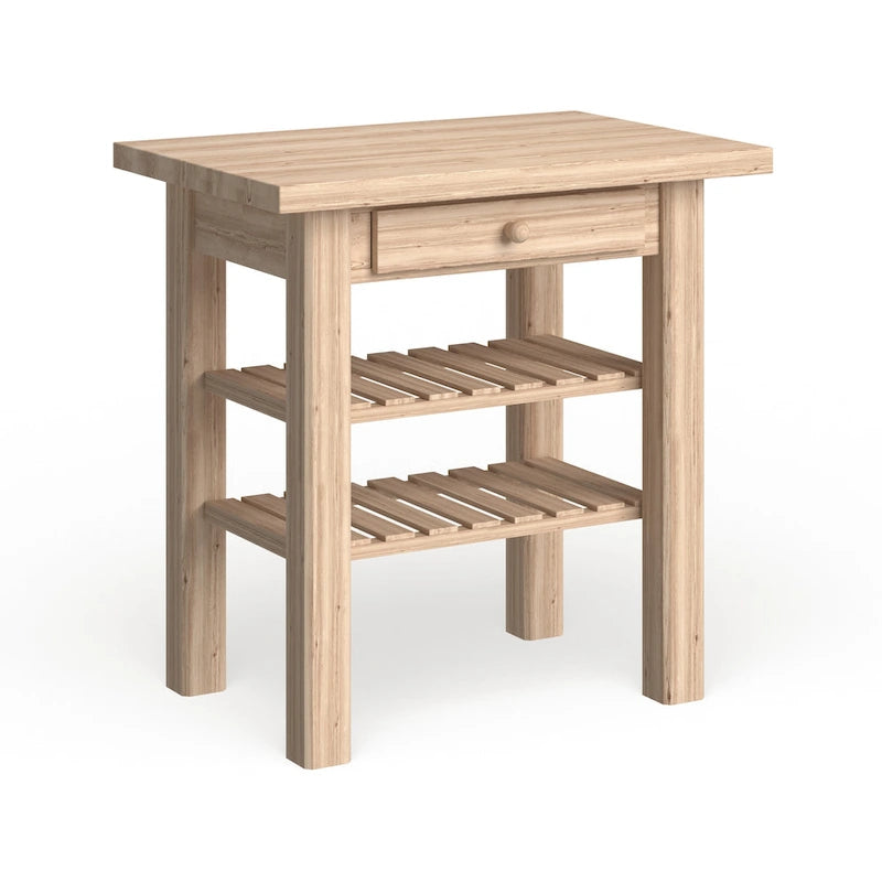 Unfinished Solid Parawood Kitchen Island
