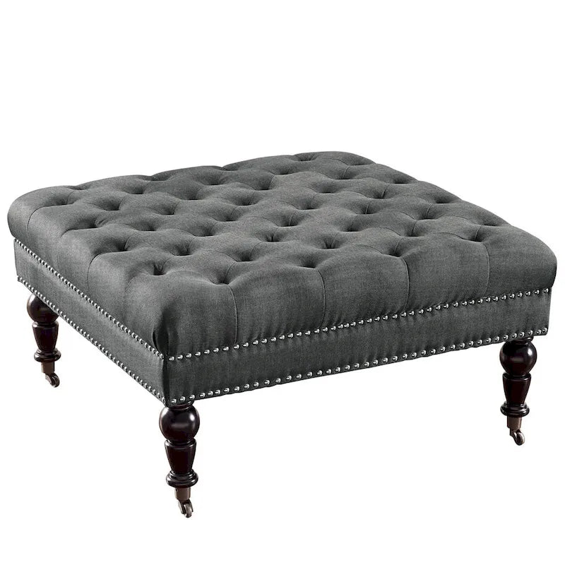 Charcoal Square Tufted Ottoman