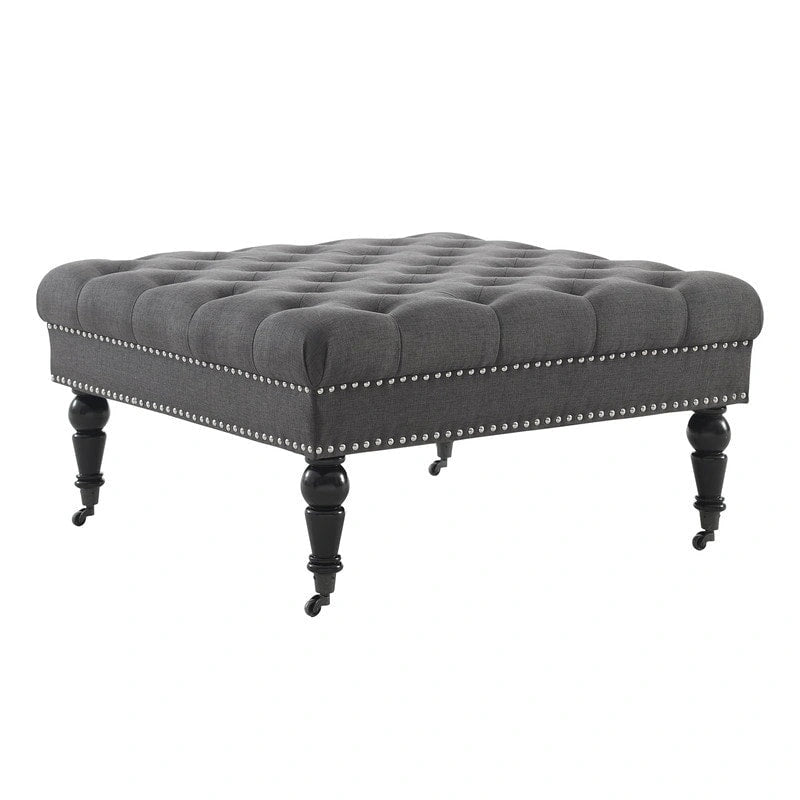 Charcoal Square Tufted Ottoman