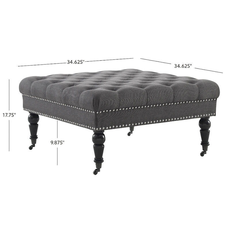 Charcoal Square Tufted Ottoman
