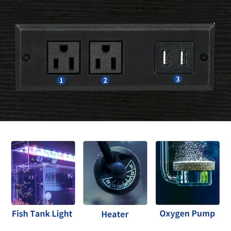 Aquarium Stand with Power Outlets and 7 Color RGB Light,Fish Tank Stand with Storage Cabinet