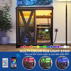 Aquarium Stand with Power Outlets and 7 Color RGB Light,Fish Tank Stand with Storage Cabinet