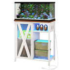 Aquarium Stand with Power Outlets and 7 Color RGB Light,Fish Tank Stand with Storage Cabinet