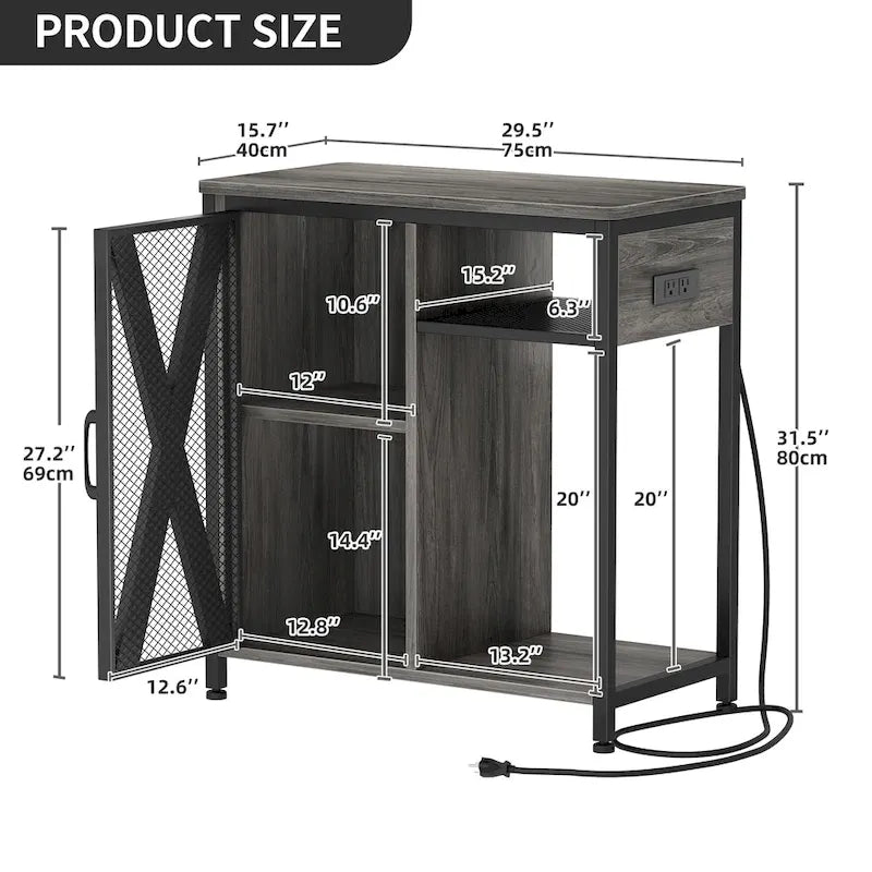Aquarium Stand with Power Outlets and 7 Color RGB Light,Fish Tank Stand with Storage Cabinet