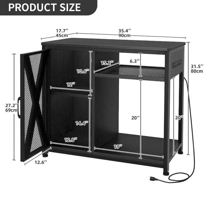 Aquarium Stand with Power Outlets and 7 Color RGB Light,Fish Tank Stand with Storage Cabinet
