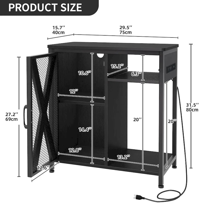 Aquarium Stand with Power Outlets and 7 Color RGB Light,Fish Tank Stand with Storage Cabinet