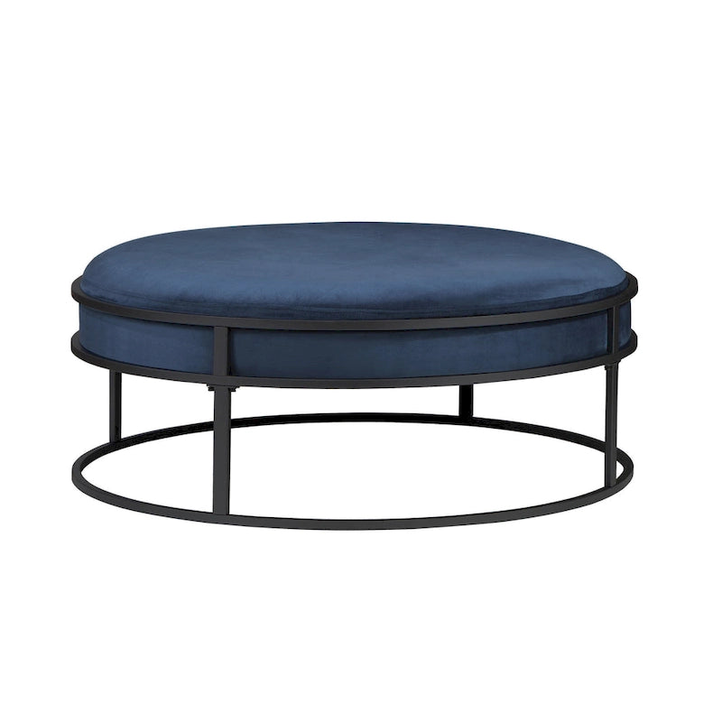 Contemporary Round Fabric Ottoman