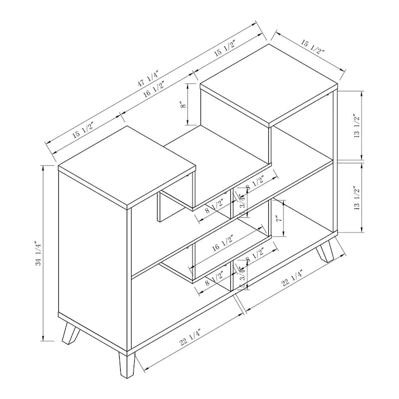 Modern 47-inch 6-Shelf Console Table