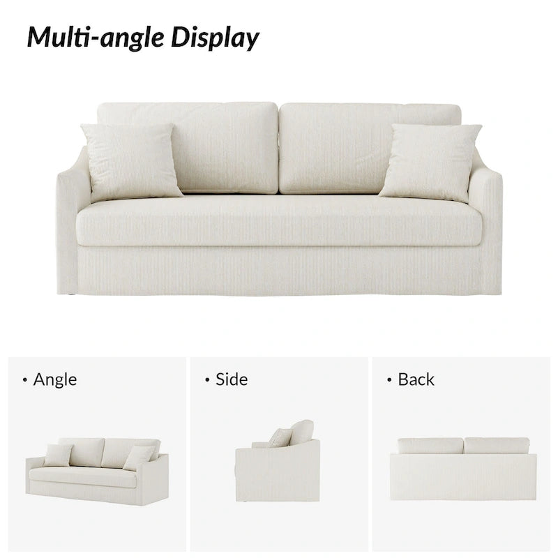 Modern Slipcovered Sofa With Removable Back Cushion