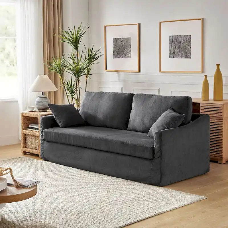 Modern Slipcovered Sofa With Removable Back Cushion