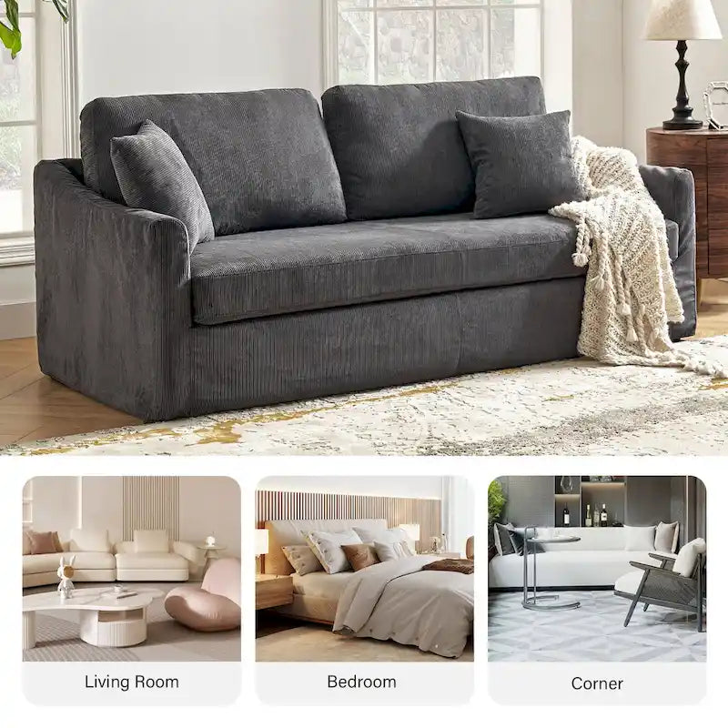 Modern Slipcovered Sofa With Removable Back Cushion