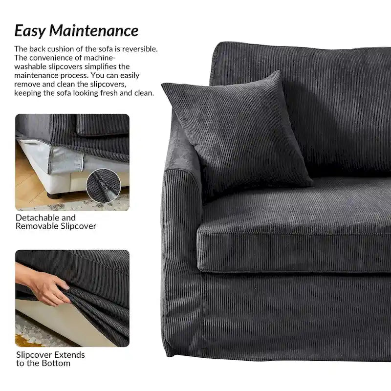 Modern Slipcovered Sofa With Removable Back Cushion