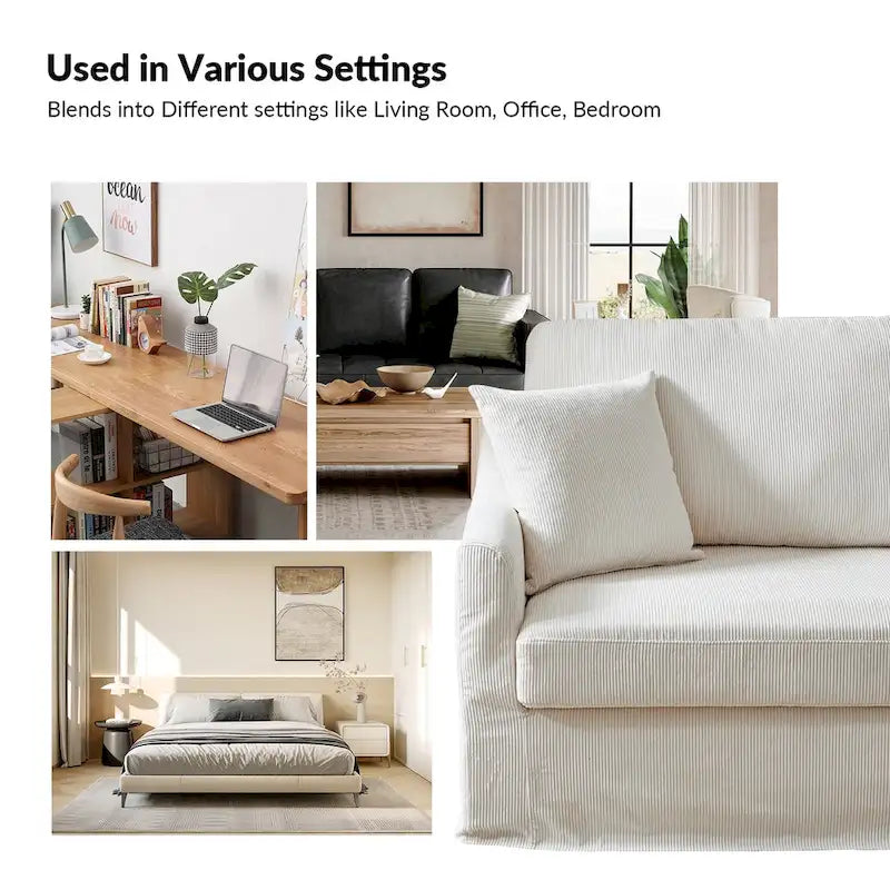 Modern Slipcovered Sofa With Removable Back Cushion