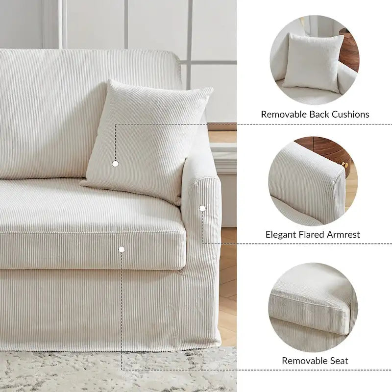 Modern Slipcovered Sofa With Removable Back Cushion
