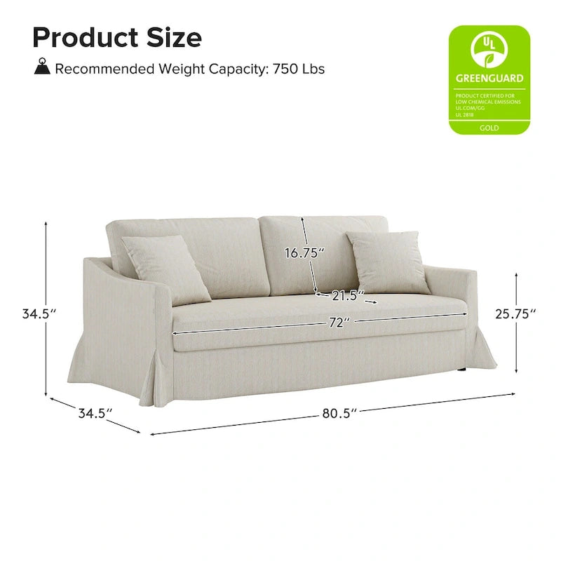 Modern Slipcovered Sofa With Removable Back Cushion