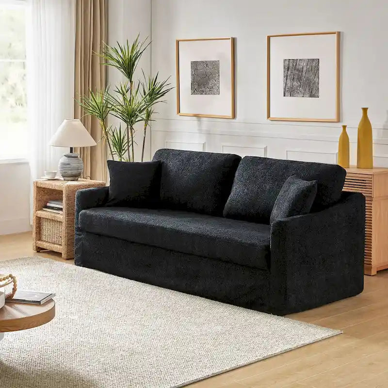 Modern Slipcovered Sofa With Removable Back Cushion