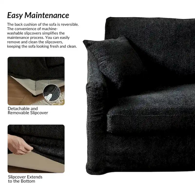 Modern Slipcovered Sofa With Removable Back Cushion