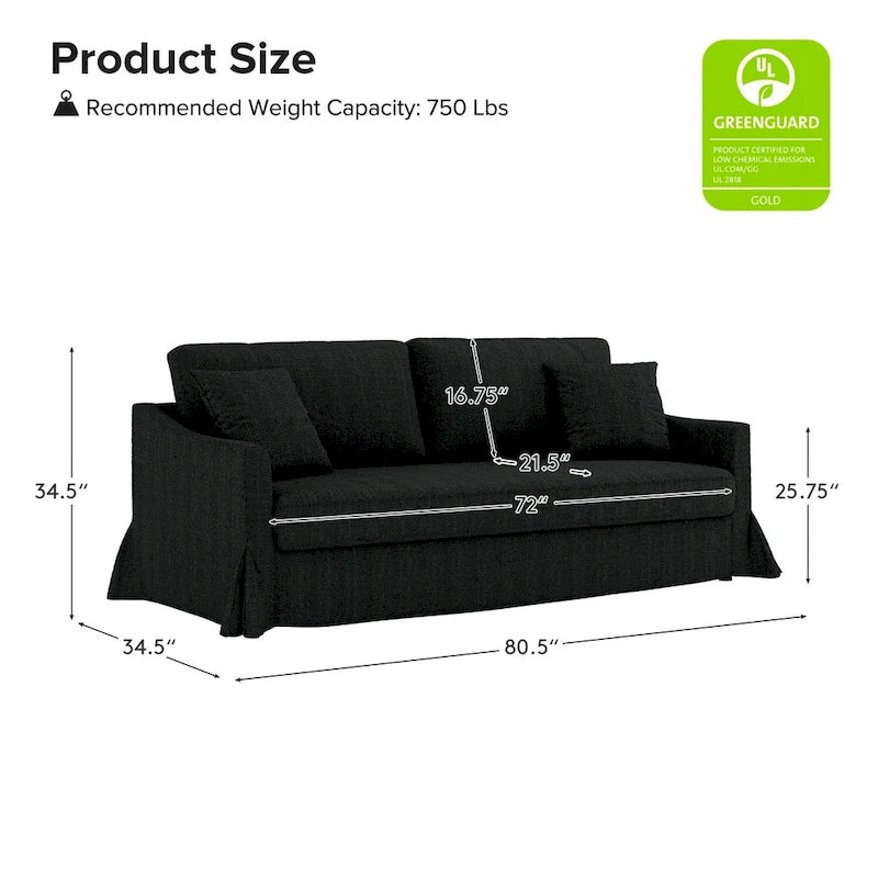 Modern Slipcovered Sofa With Removable Back Cushion