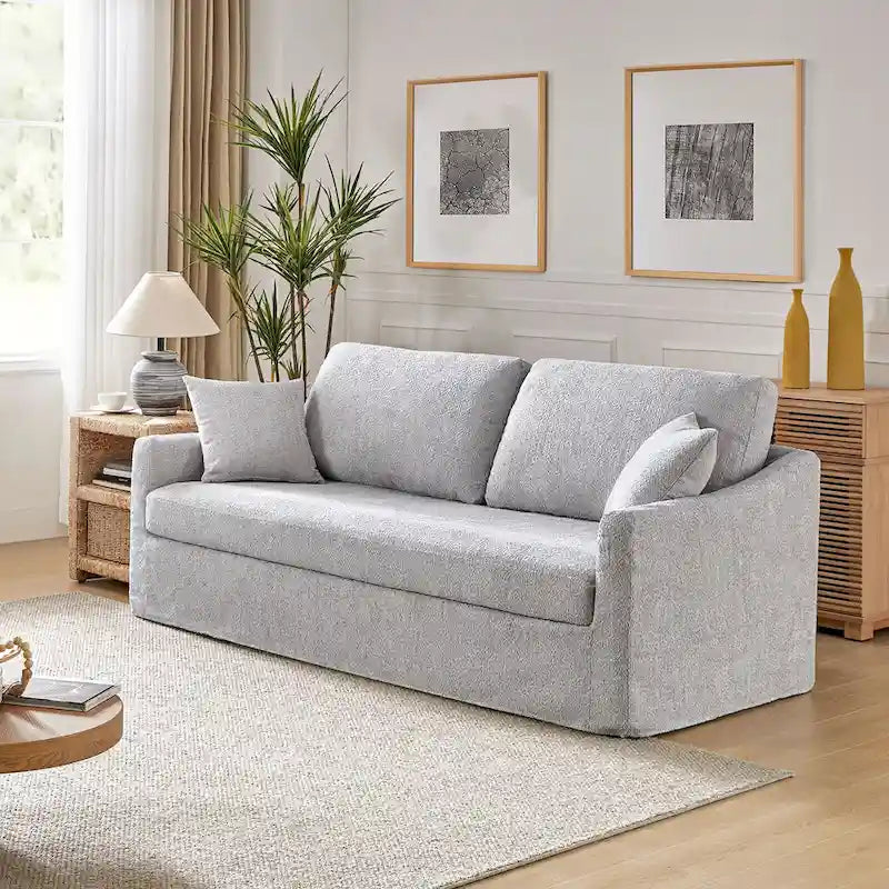 Modern Slipcovered Sofa With Removable Back Cushion