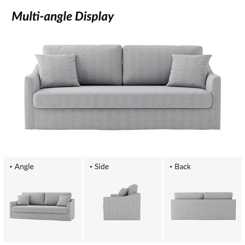 Modern Slipcovered Sofa With Removable Back Cushion