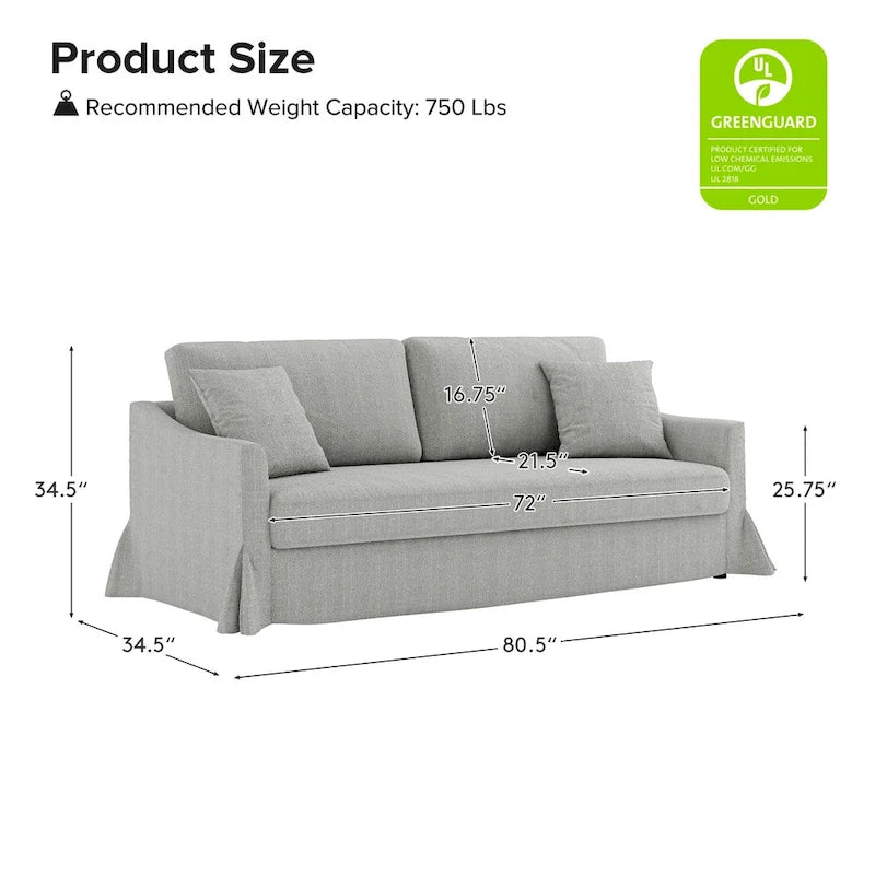 Modern Slipcovered Sofa With Removable Back Cushion