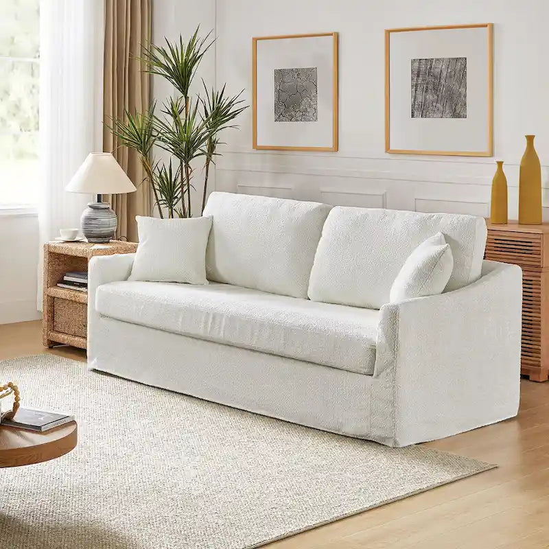 Modern Slipcovered Sofa With Removable Back Cushion