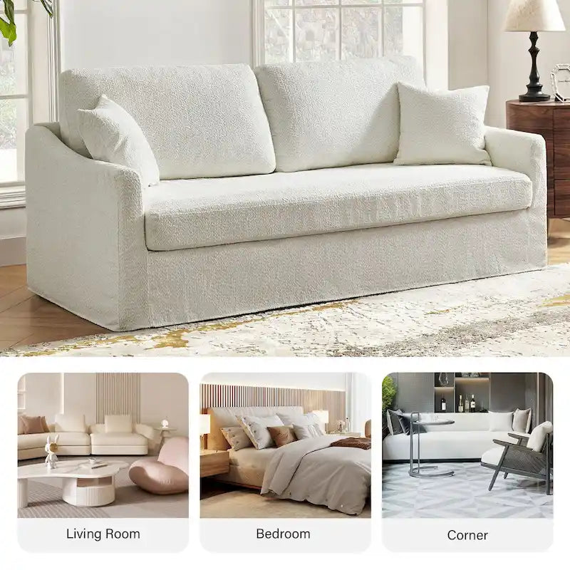 Modern Slipcovered Sofa With Removable Back Cushion