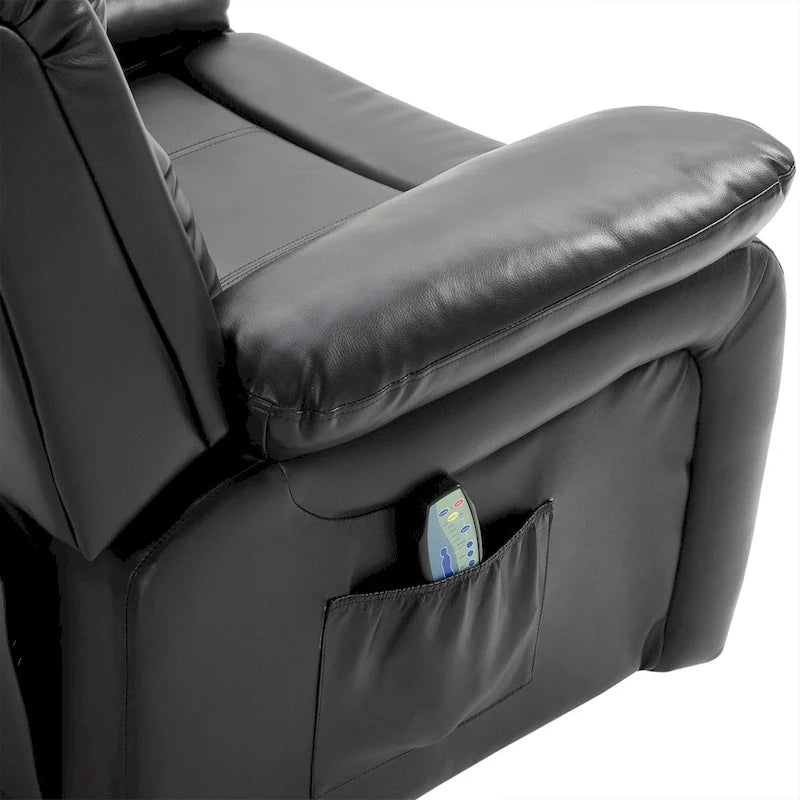 PU Leather Massage Recliner Chair, Swivel Rocker Sofa with Remote Control, Footrest, Padded Seat for Living Room