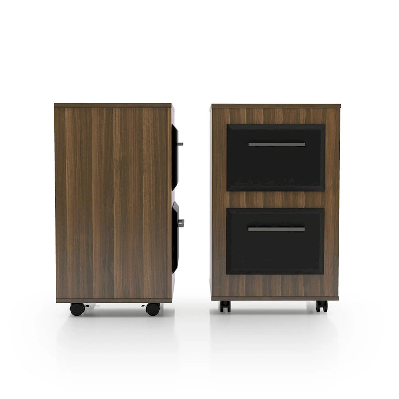Urban Two-Drawer Mobile File Cabinet with Iron Bar Pulls