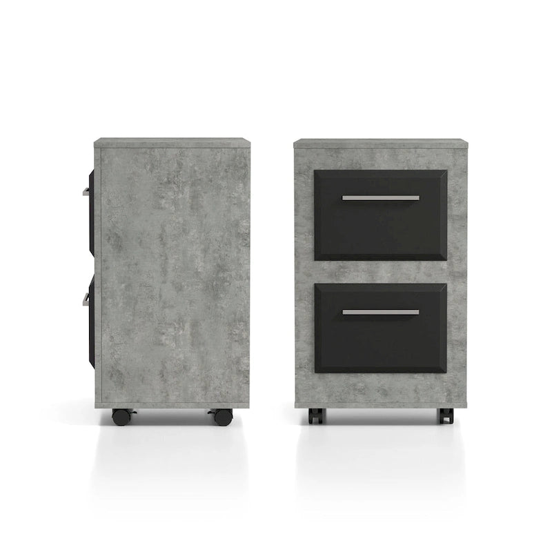 Urban Two-Drawer Mobile File Cabinet with Iron Bar Pulls
