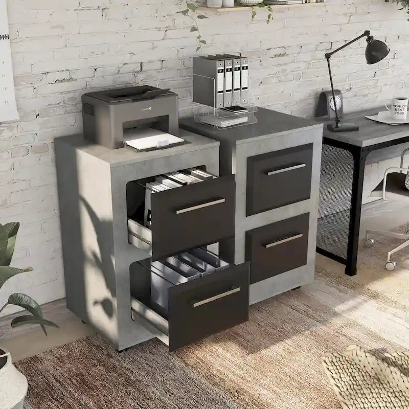 Urban Two-Drawer Mobile File Cabinet with Iron Bar Pulls
