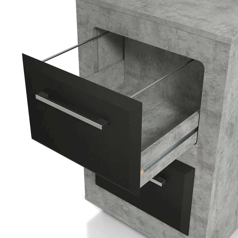 Urban Two-Drawer Mobile File Cabinet with Iron Bar Pulls