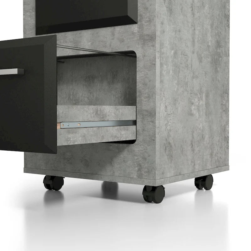Urban Two-Drawer Mobile File Cabinet with Iron Bar Pulls