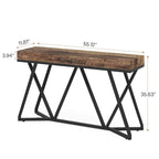 Consolle in legno da 55 pollici, tavolo da divano e da ingresso con gambe in metallo originali